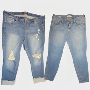 Torrid Capri Jeggings Woman's Sz 22 Blue Stretchy Comfort Resortwear Bundle of 2